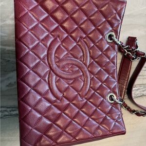 Chanel Quilted Caviar Grand Shopping Tote - Burgundy